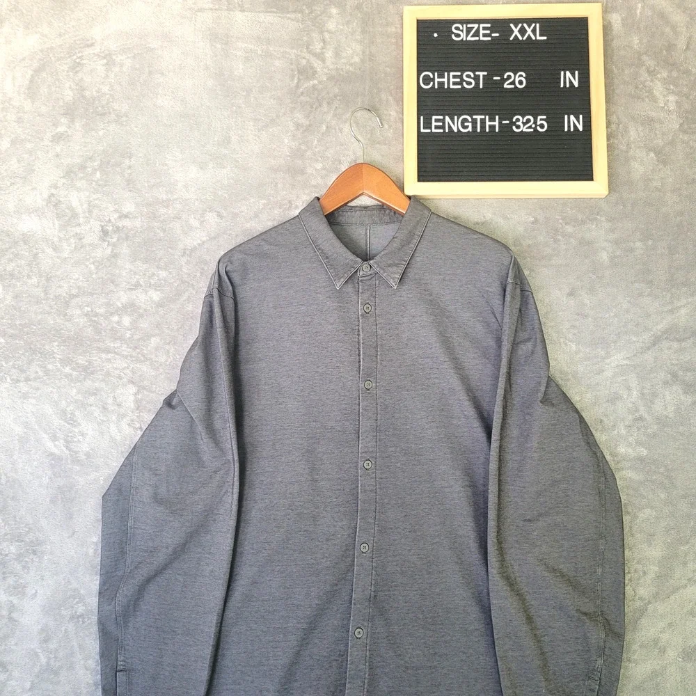 Lululemon Button Up Shirt Mens XXL Gray Performance Stretch Casual